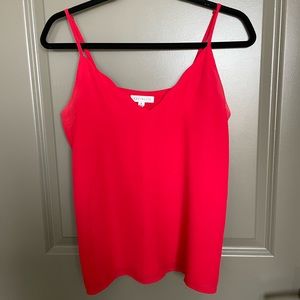 Red Flowy Tank Top w/ Scallop Neckline